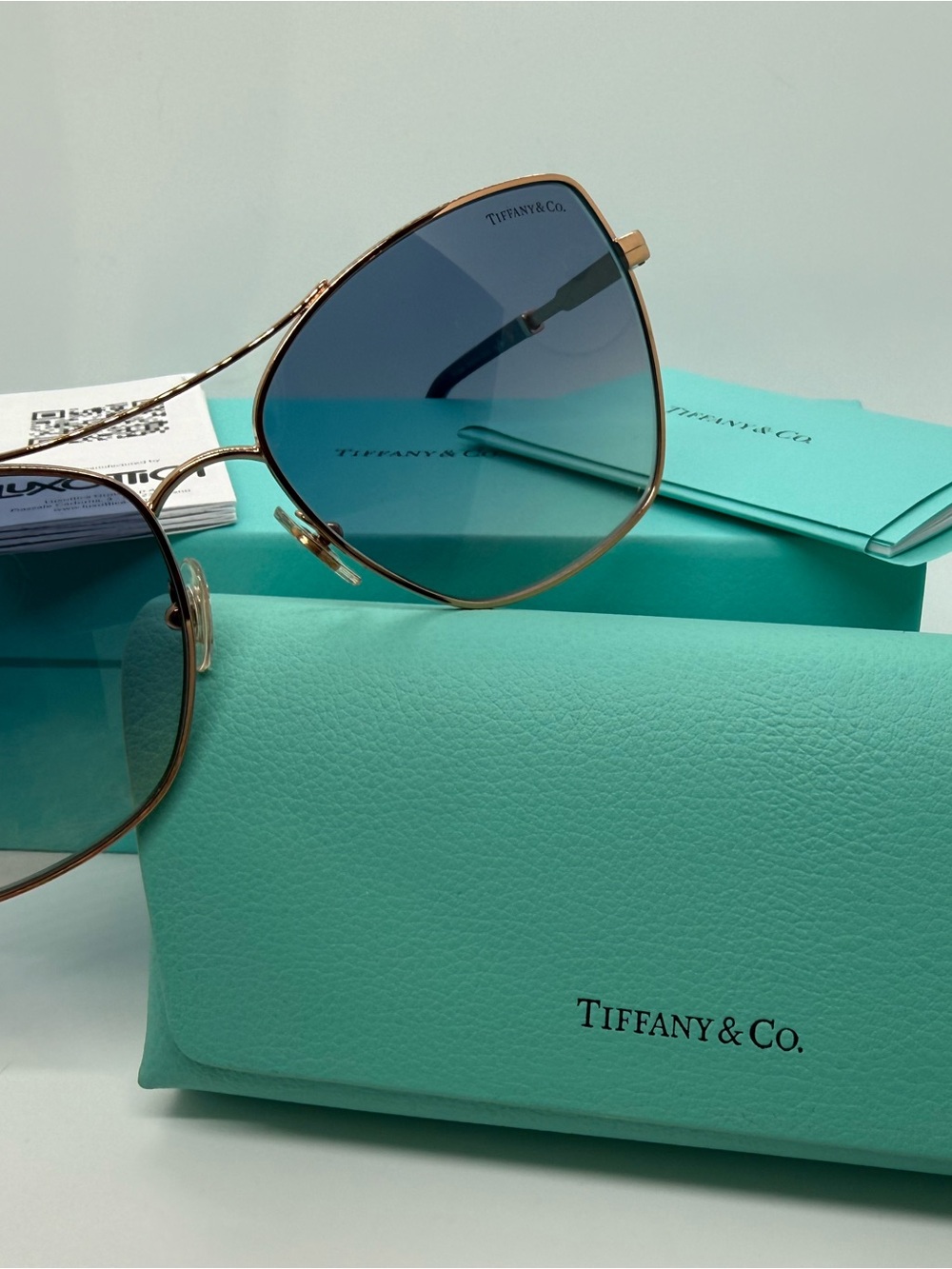 Tiffany & Co. Gold Frame Blue Gradient Lens Women's Sunglasses